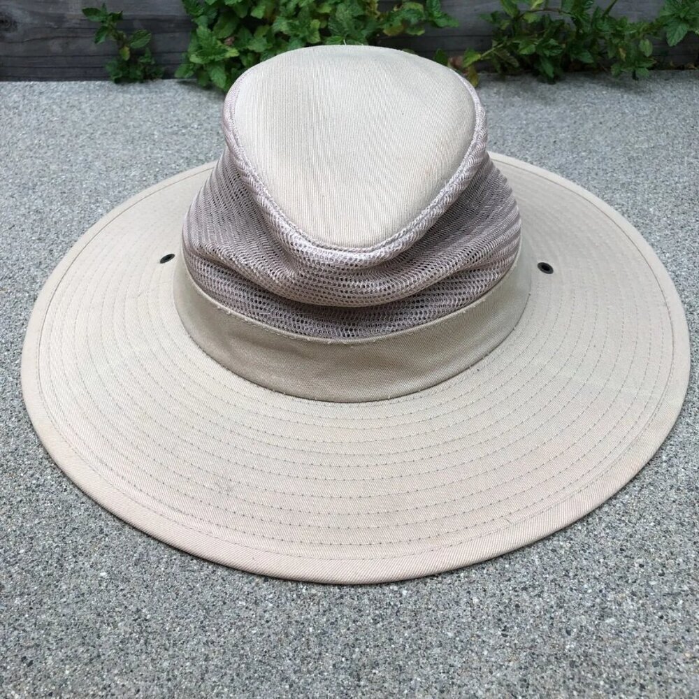 ROYAL HEADWEAR Panama Sun Hat Men's 59cm Beige Mesh Ventilated Cap Wide …​​